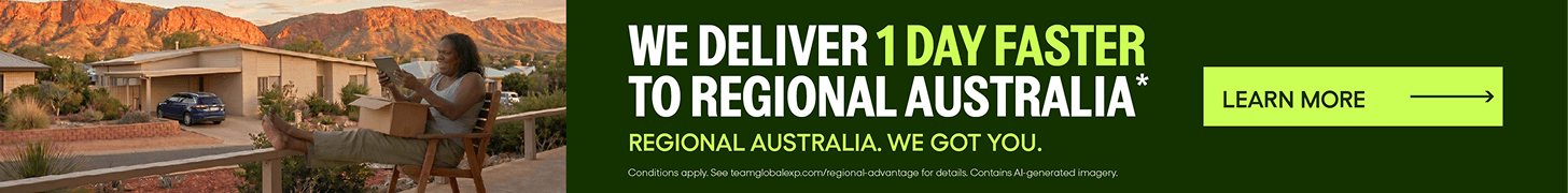 Woman in regional Australia opening a delivered parcel on her verandah